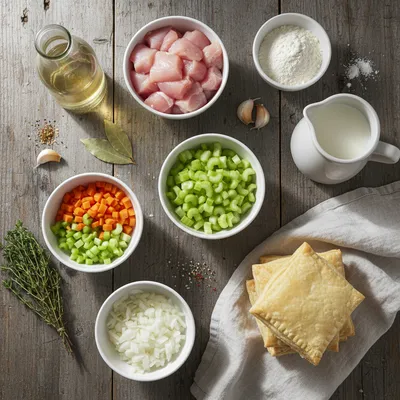 Healthy Chicken Pot Pie Soup Recipe - ingredients preparation