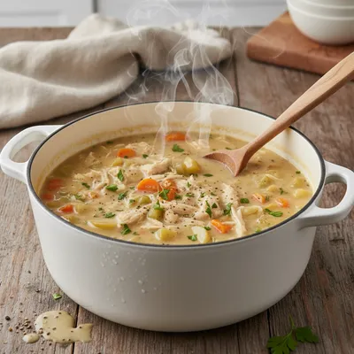 Healthy Chicken Pot Pie Soup Recipe - cooking process