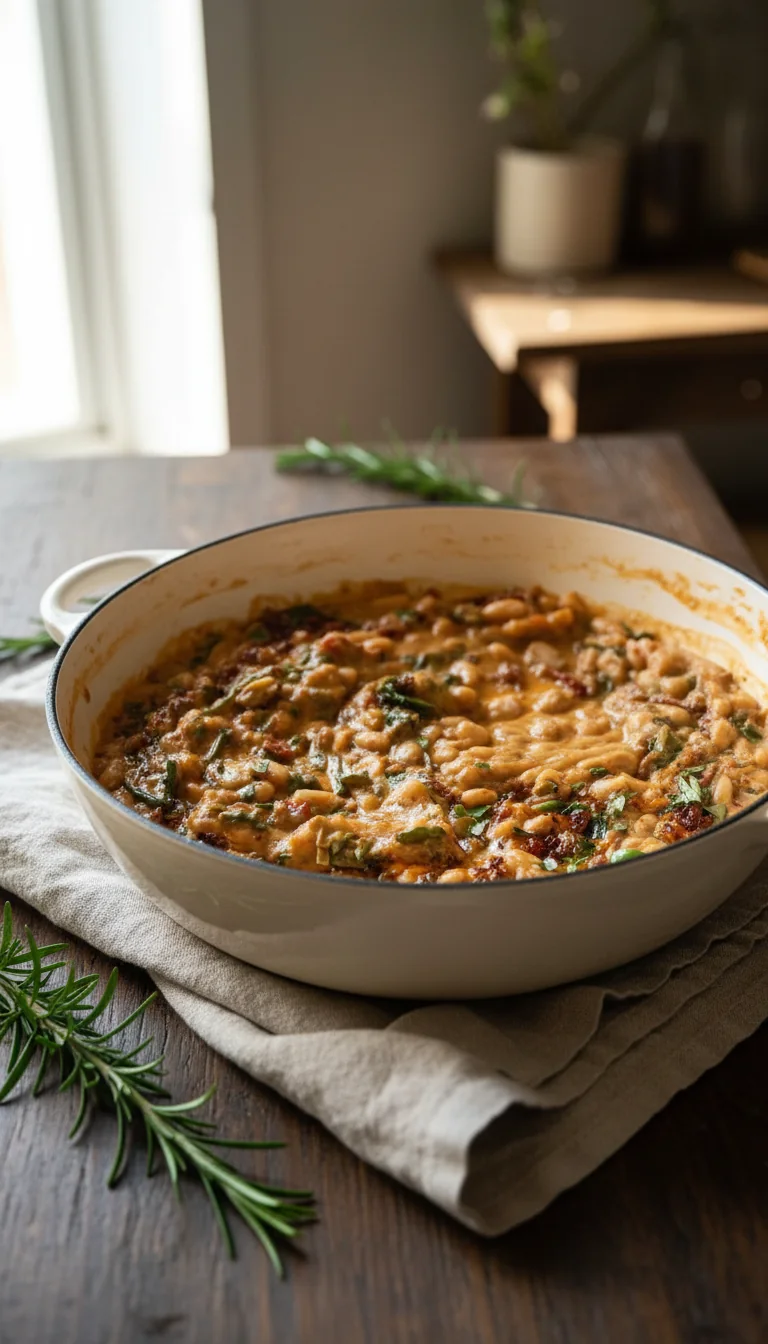 One Pot Creamy Sundried Tomato White Beans Recipe
