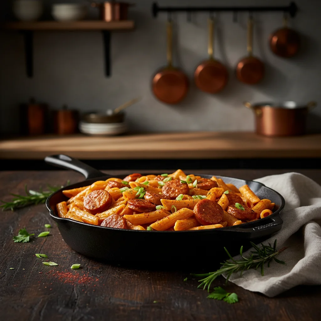Creamy Cajun Sausage Pasta (One Pot Recipe)