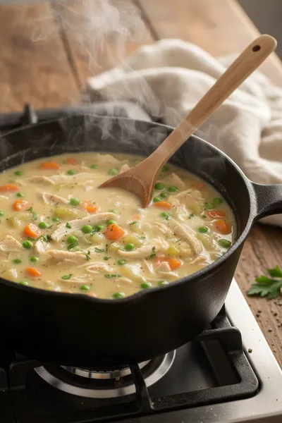 Healthy Chicken Pot Pie Soup Recipe - cooking process