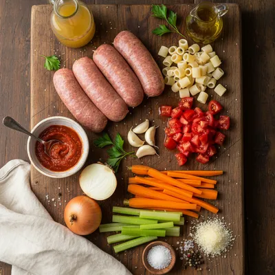 Italian Sausage Pasta Soup Recipe - ingredients preparation
