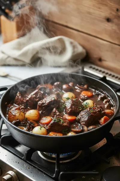 French Beef Bourguignon Recipe for a Cozy Dinner - cooking process