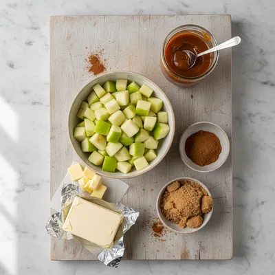 Salted Caramel Apple Pie Cheesecake - ingredients preparation