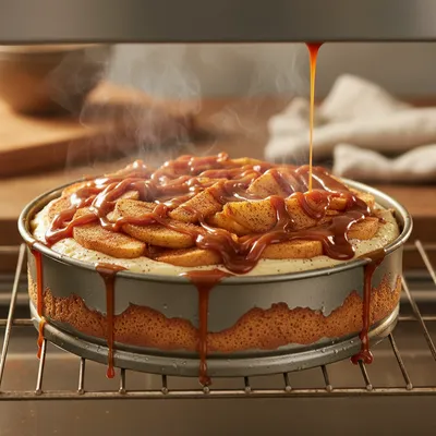 Salted Caramel Apple Pie Cheesecake - cooking process