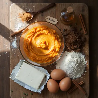 Soft Pumpkin Cookies with Cream Cheese Frosting - ingredients preparation