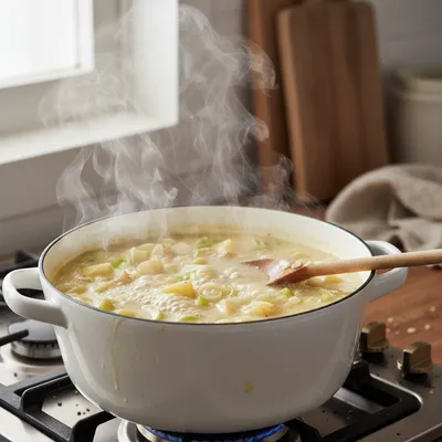 Dairy-Free Potato Leek Soup Recipe - cooking process