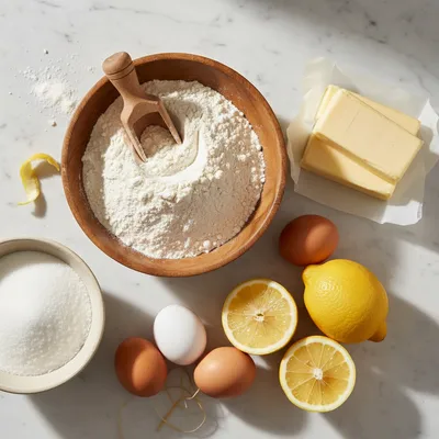 Moist Lemon Pound Cake with Simple Icing - ingredients preparation