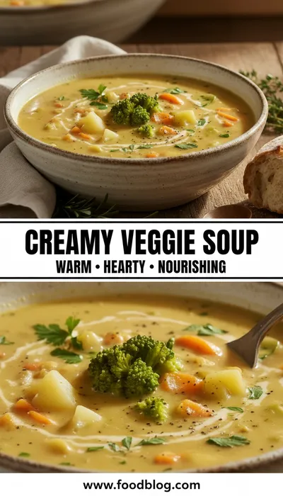One Pot Creamy Vegetable Soup Recipe - ready to serve