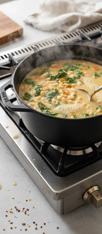 Tuscan White Bean Soup - cooking process