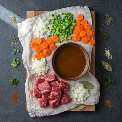Vegetable Beef Soup Recipe for Cozy Winter Meals - ingredients preparation