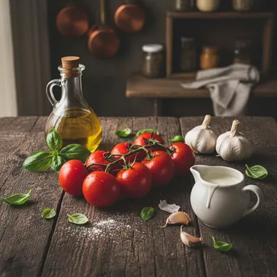 Creamy Roasted Garlic Tomato Soup - ingredients preparation