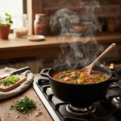 Easy Lentil Vegetable Soup Recipe - cooking process