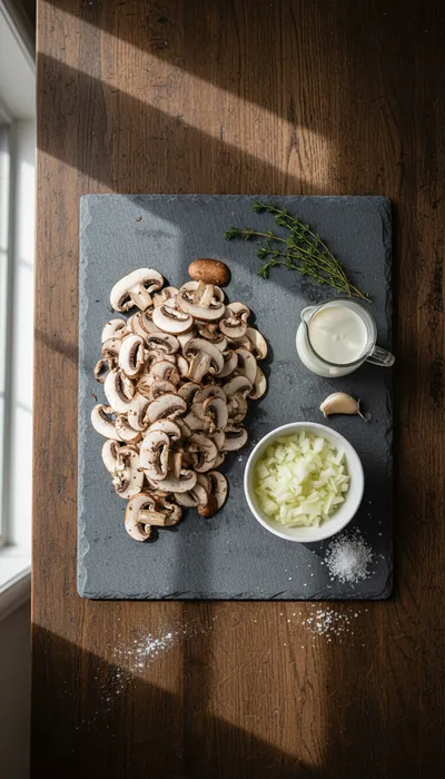 Cream of Mushroom Soup - Cozy Winter Meal - ingredients preparation