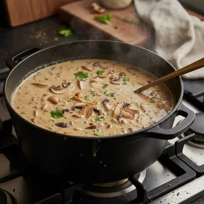 Cream of Mushroom Soup - Cozy Winter Meal - cooking process