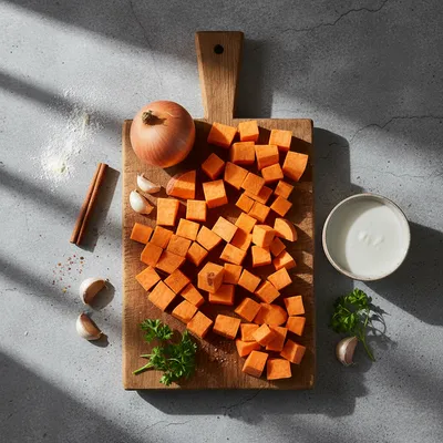Roasted Sweet Potato Soup - ingredients preparation