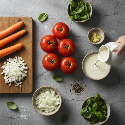 Creamy Tomato Basil Soup with Hidden Veggies - ingredients preparation