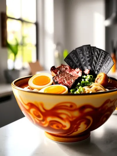 Ramen Noodle Bowl with Wagyu Steak & Marinated Eggs