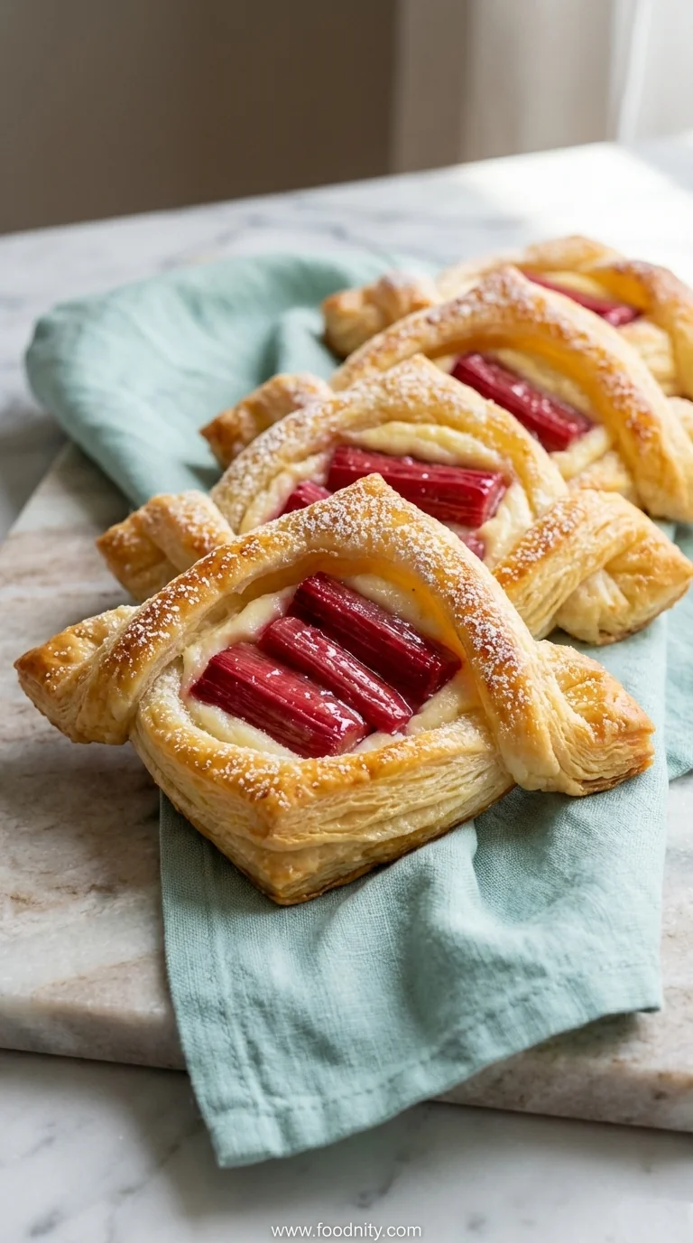 Rhubarb Cream Cheese Puff Pastries - feature image