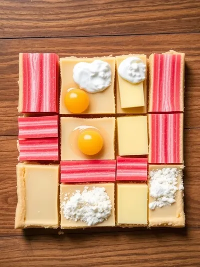 Classic Rhubarb Custard Bars - ingredients preparation