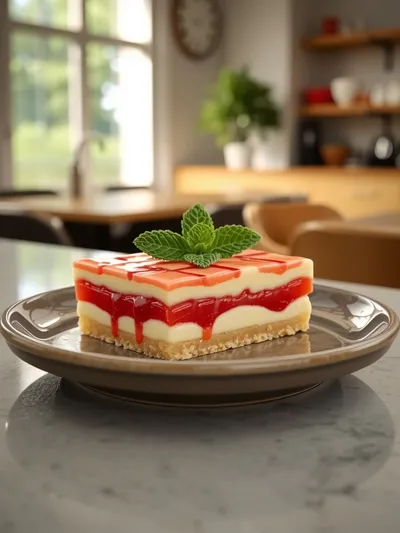 Rhubarb Custard Bars - ready to serve