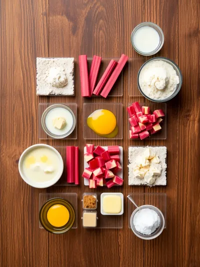 Rhubarb Custard Dessert Bars - ingredients preparation