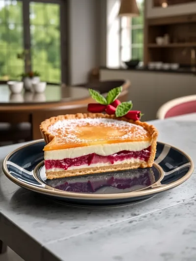 Rhubarb Ginger Custard Tart - cooking process