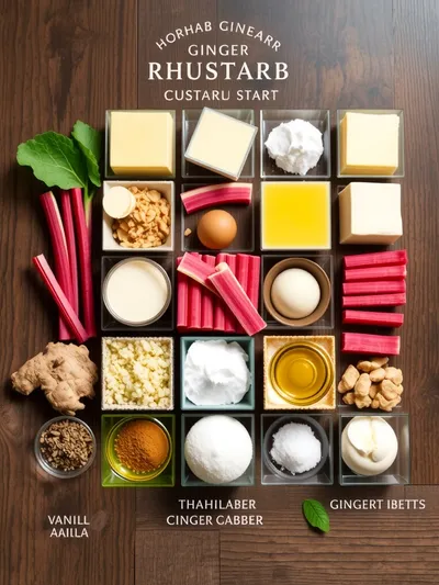 Rhubarb Ginger Custard Tart - ingredients preparation