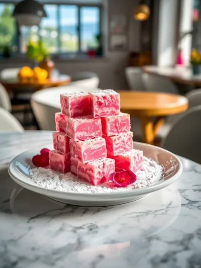 Rhubarb Turkish Delight – Sweet Rose‑Flavored Treat - ready to serve