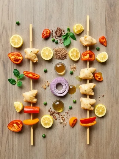 Easy Sheet Pan Chicken Kebabs - ingredients preparation