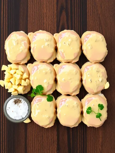 Skillet Chicken Thighs in Creamy Garlic Sauce - ingredients preparation