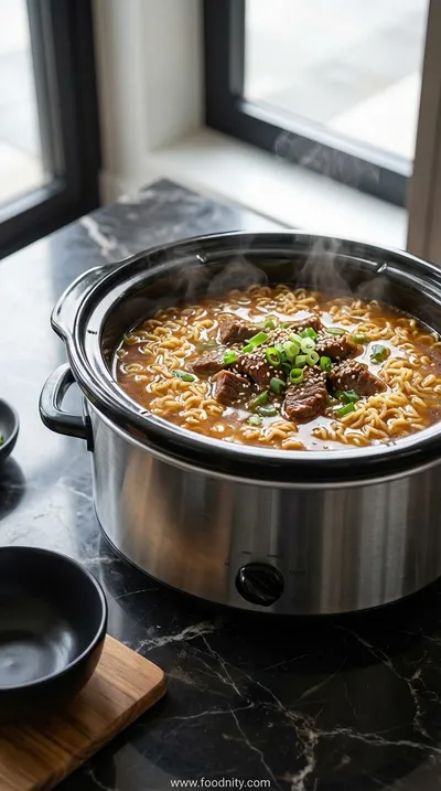 Slow Cooker Beef Ramen Noodles