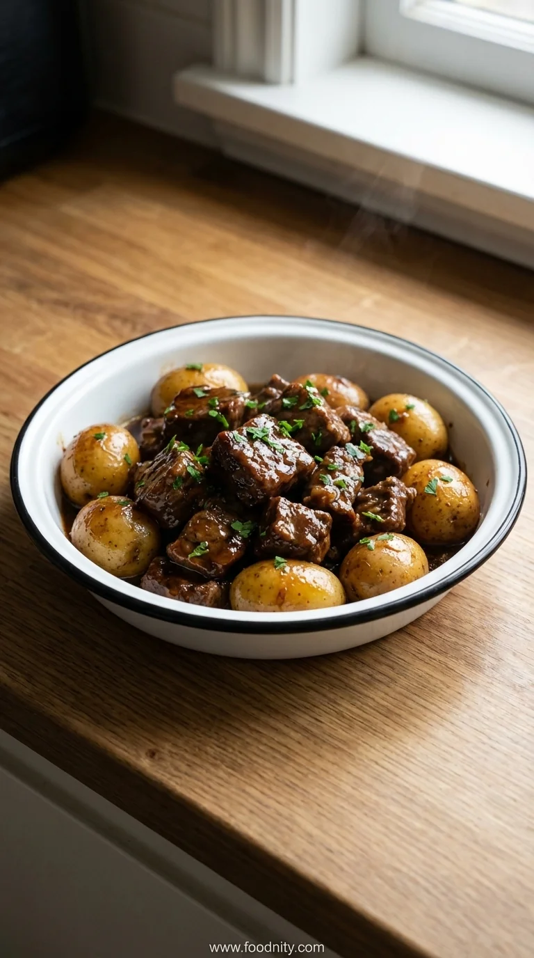 Slow Cooker Garlic Butter Beef with Potatoes