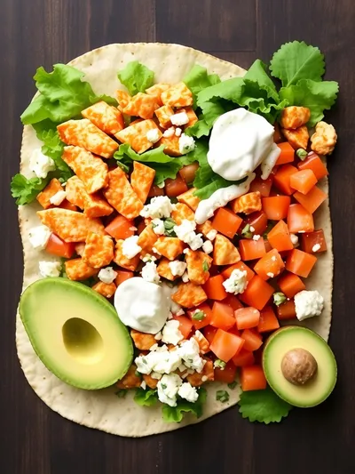 Spicy Buffalo Chicken Wraps for Two - ingredients preparation
