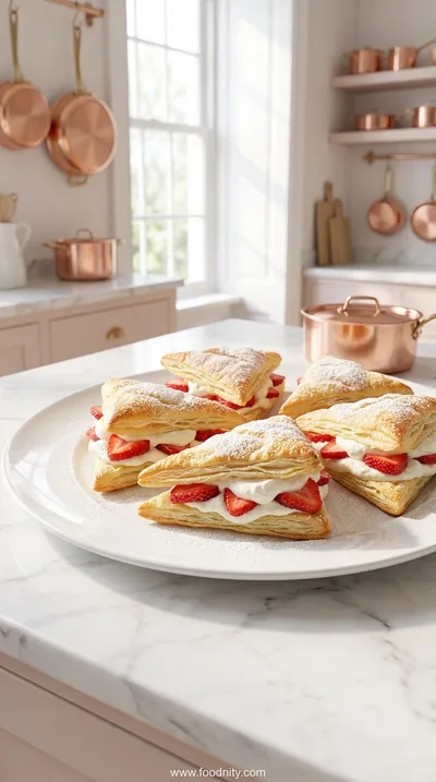 Strawberry and Whipped Cream Puff Pastry Delights