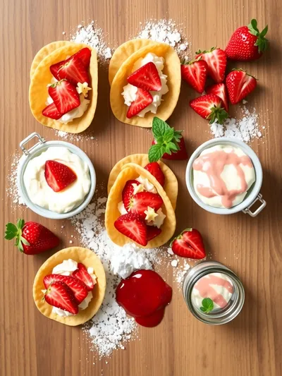 Strawberry Cheesecake Dessert Tacos - ingredients preparation
