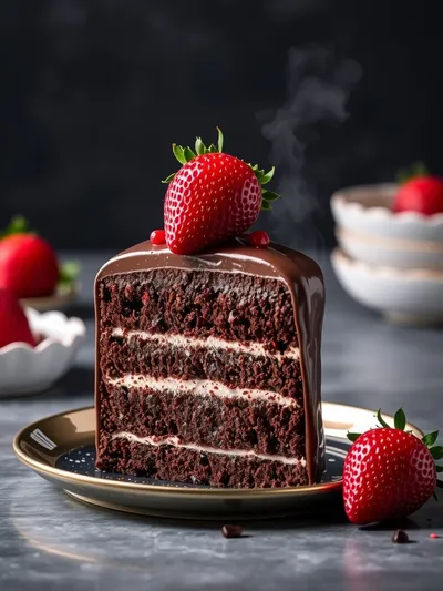 Strawberry Chocolate Shell Cake