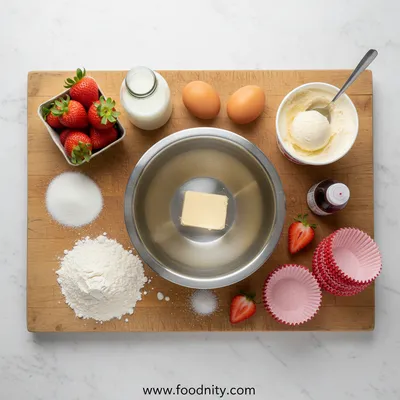Strawberry Milkshake Cupcakes Recipe - cooking process