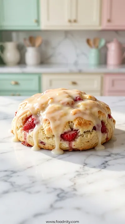 Strawberry Scones with Lemon Glaze