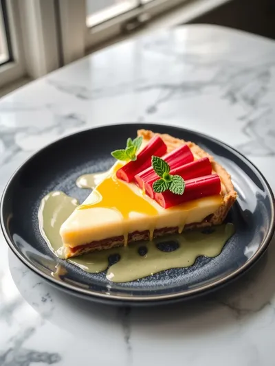 Sweet Rhubarb Custard Tart - cooking process
