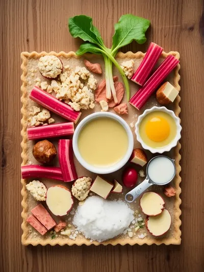 Sweet Rhubarb Custard Tart - ingredients preparation