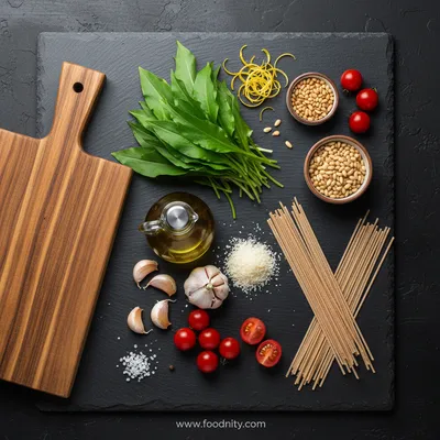 Vegan Wild Garlic Pesto Pasta - cooking process